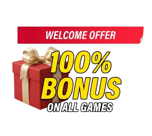 Baji Bangladesh 100% welcome bonus on all games with red gift box